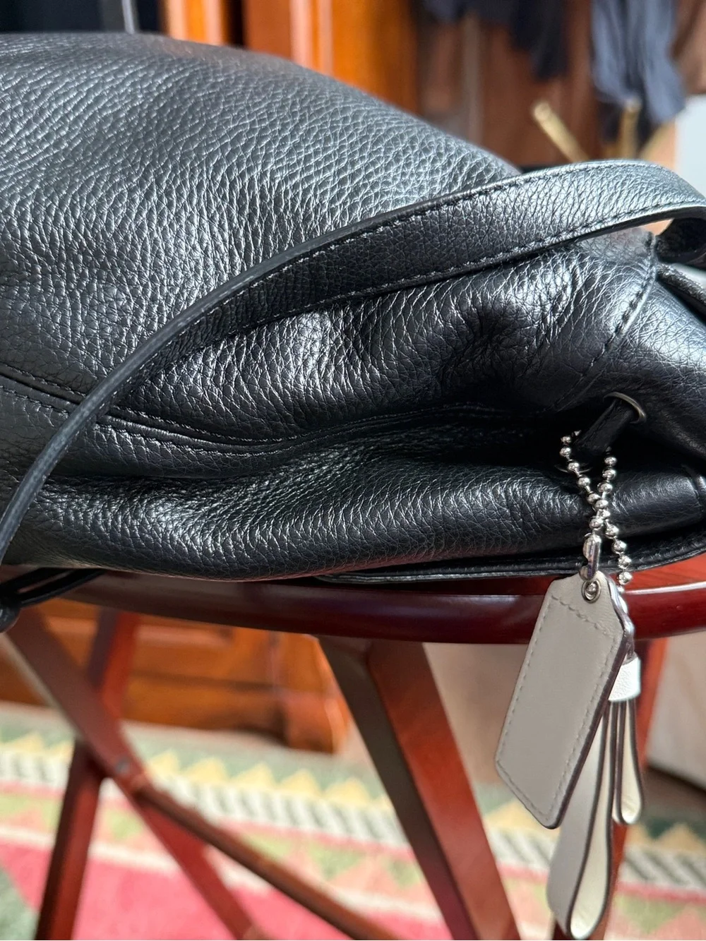 Coach Black Pebbled Leather Turnlock Drawstring Backpack –